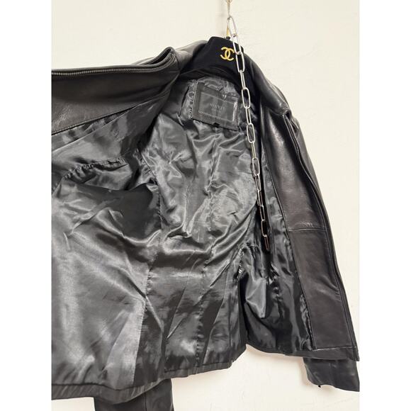 Avanti New York Leather Jacket Womens Small Black Zip Front Genuine Moto Style - Picture 7 of 15
